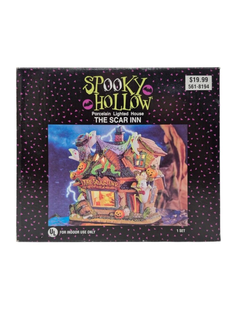 Spooky Hollow The Scar Inn Lighted Porcelain House Light Cord Boxed Vintage